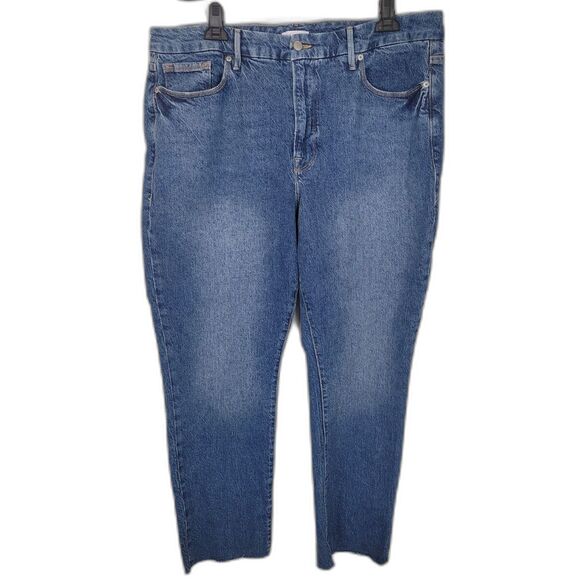 Good American Good Classic Raw Hem High Waist Slim Jeans - Picture 1 of 4